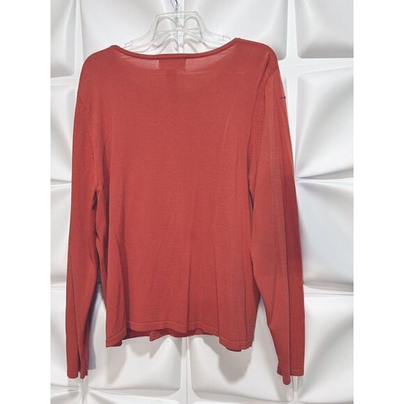Victor Costa Occasion Sz L Orange/Pink Beaded Sequin Sweater Knit Top Womens - Picture 4 of 7